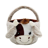 Maxbell Plush Cow Easter Basket with Plush Ear Reusable for Party Favors Children