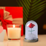Maxbell Artificial Rose with Glass Cover Eternal Glass Flower for Living Room Table Rose