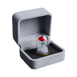 Maxbell Artificial Rose with Glass Cover Eternal Glass Flower for Living Room Table with Velvet Case