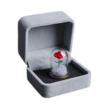 Maxbell Artificial Rose with Glass Cover Eternal Glass Flower for Living Room Table with Velvet Case