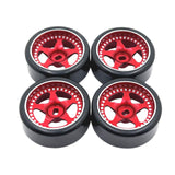 Maxbell 4x Wheel Rim and Rubber Tires Set 1:28 RC Electric Touring Car Parts red