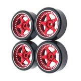 Maxbell 4x Wheel Rim and Rubber Tires Set 1:28 RC Electric Touring Car Parts red