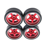 Maxbell 4x Wheel Rim and Rubber Tires Set 1:28 RC Electric Touring Car Parts red