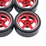 Maxbell 4x Wheel Rim and Rubber Tires Set 1:28 RC Electric Touring Car Parts red