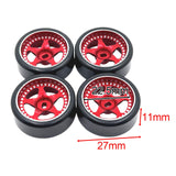 Maxbell 4x Wheel Rim and Rubber Tires Set 1:28 RC Electric Touring Car Parts red