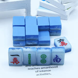 Maxbell 18x Small Resin Chinese Mahjong Tiles Keychain Pendant for Bag Decoration Blue