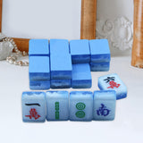 Maxbell 18x Small Resin Chinese Mahjong Tiles Keychain Pendant for Bag Decoration Blue