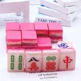 Maxbell 18x Small Resin Chinese Mahjong Tiles Keychain Pendant for Bag Decoration Rose