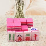 Maxbell 18x Small Resin Chinese Mahjong Tiles Keychain Pendant for Bag Decoration Rose