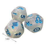 Maxbell 3Pcs Constellation Dices Astrology Dice for KTV Board Game Role Playing Game white and blue