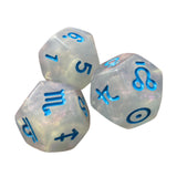 Maxbell 3Pcs Constellation Dices Astrology Dice for KTV Board Game Role Playing Game white and blue