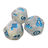 Maxbell 3Pcs Constellation Dices Astrology Dice for KTV Board Game Role Playing Game white and blue