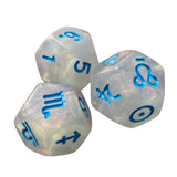Maxbell 3Pcs Constellation Dices Astrology Dice for KTV Board Game Role Playing Game white and blue