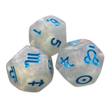 Maxbell 3Pcs Constellation Dices Astrology Dice for KTV Board Game Role Playing Game white and blue
