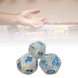 Maxbell 3Pcs Constellation Dices Astrology Dice for KTV Board Game Role Playing Game white and blue