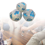 Maxbell 3Pcs Constellation Dices Astrology Dice for KTV Board Game Role Playing Game white and blue