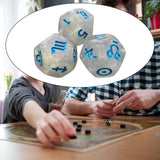Maxbell 3Pcs Constellation Dices Astrology Dice for KTV Board Game Role Playing Game white and blue