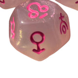 Maxbell 3Pcs Constellation Dices Astrology Dice for KTV Board Game Role Playing Game clear and pink