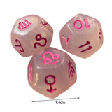 Maxbell 3Pcs Constellation Dices Astrology Dice for KTV Board Game Role Playing Game clear and pink