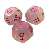 Maxbell 3Pcs Constellation Dices Astrology Dice for KTV Board Game Role Playing Game clear and pink