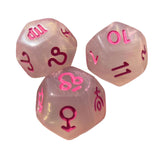 Maxbell 3Pcs Constellation Dices Astrology Dice for KTV Board Game Role Playing Game clear and pink