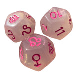 Maxbell 3Pcs Constellation Dices Astrology Dice for KTV Board Game Role Playing Game clear and pink