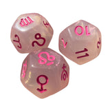 Maxbell 3Pcs Constellation Dices Astrology Dice for KTV Board Game Role Playing Game clear and pink