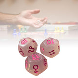 Maxbell 3Pcs Constellation Dices Astrology Dice for KTV Board Game Role Playing Game clear and pink