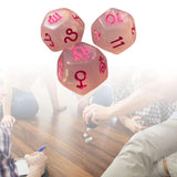 Maxbell 3Pcs Constellation Dices Astrology Dice for KTV Board Game Role Playing Game clear and pink