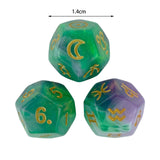 Maxbell 3Pcs Constellation Dices Astrology Dice for KTV Board Game Role Playing Game green and gold
