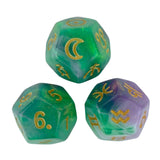 Maxbell 3Pcs Constellation Dices Astrology Dice for KTV Board Game Role Playing Game green and gold