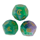 Maxbell 3Pcs Constellation Dices Astrology Dice for KTV Board Game Role Playing Game green and gold