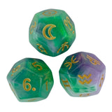 Maxbell 3Pcs Constellation Dices Astrology Dice for KTV Board Game Role Playing Game green and gold