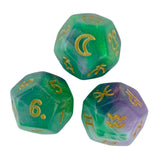 Maxbell 3Pcs Constellation Dices Astrology Dice for KTV Board Game Role Playing Game green and gold