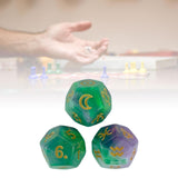 Maxbell 3Pcs Constellation Dices Astrology Dice for KTV Board Game Role Playing Game green and gold