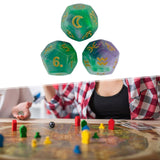 Maxbell 3Pcs Constellation Dices Astrology Dice for KTV Board Game Role Playing Game green and gold