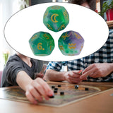 Maxbell 3Pcs Constellation Dices Astrology Dice for KTV Board Game Role Playing Game green and gold