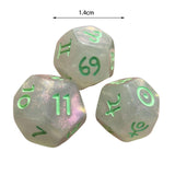 Maxbell 3Pcs Constellation Dices Astrology Dice for KTV Board Game Role Playing Game Clear and green