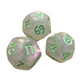 Maxbell 3Pcs Constellation Dices Astrology Dice for KTV Board Game Role Playing Game Clear and green