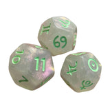 Maxbell 3Pcs Constellation Dices Astrology Dice for KTV Board Game Role Playing Game Clear and green
