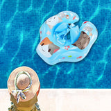 Maxbell Swimming Float Rings Inflatable Swimming Rings for 52-65cm Infant Boys Girls blue cat