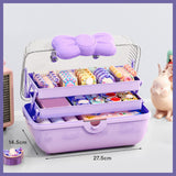 Maxbell Girl Hair Accessories Storage Box Portable for Hair Pins Hair Bows Necklaces Purple
