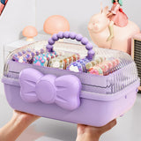 Maxbell Girl Hair Accessories Storage Box Portable for Hair Pins Hair Bows Necklaces Purple