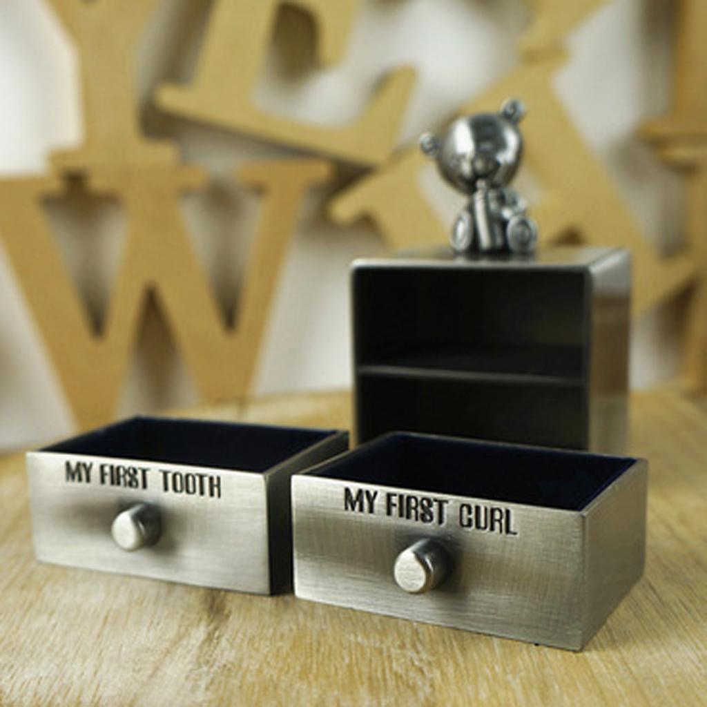 Maxbell My First Tooth & Curl Silver Trinket Box Set Keepsake Boy Girl Gift Cabinet