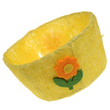 Handmade Metal Hemp Thread Sunflower Easter Eggs Basket Spring Decor Yellow