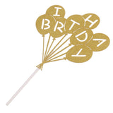 10pcs Glitter Happy Birthday Cupcake Picks Cake Topper Birthday Party Gold