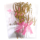 10pcs Glitter Oh Baby Bow knot Cupcake Picks Cake Topper Baby Shower Gold