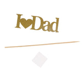 10 Pieces Glitter Paper Father Day Cake Topper Birthday Food Pick I Love Dad