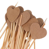 50pcs Rustic Heart Cupcake Picks Food Flags Cake Canape Sticks Wedding Party