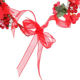 Bridal Bridesmaid Flower Beads Forehead Hair Band Ribbon Garland Red